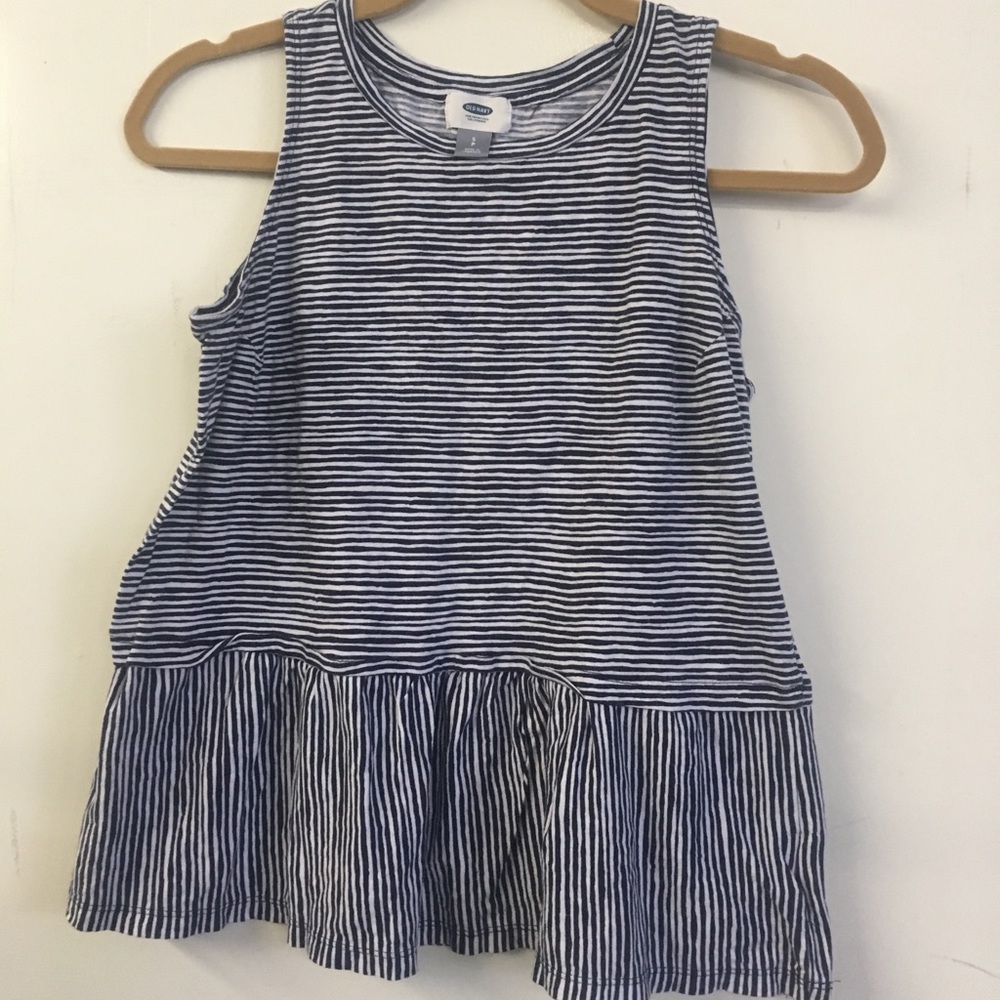 Old Navy Blue and White Stripe Peplum Tank Top